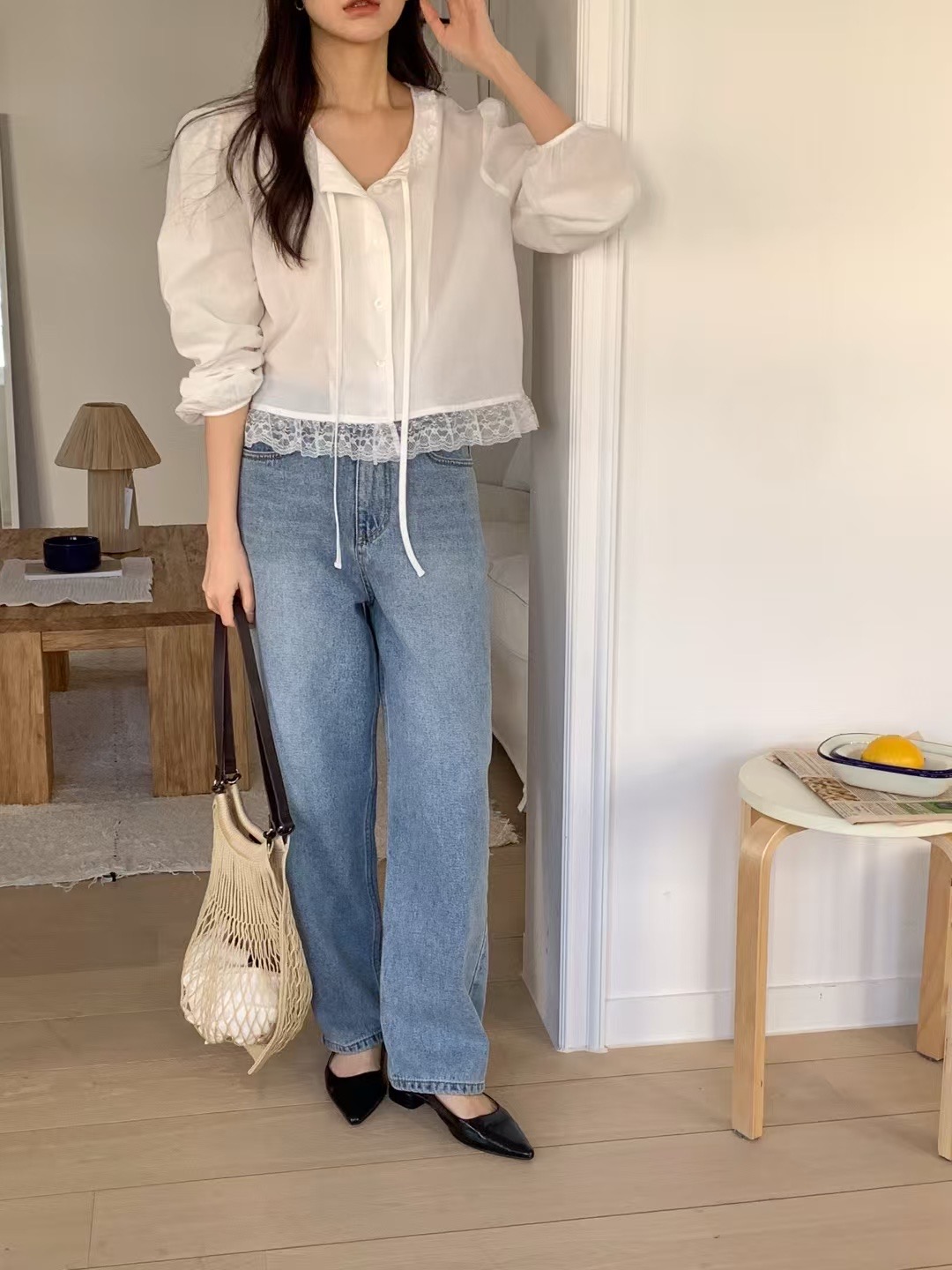 MELMEONT東大門代購女裝新品25春夏休閑時尚人氣襯衫蕾絲衫MELMEONT襯衫/蕾絲衫