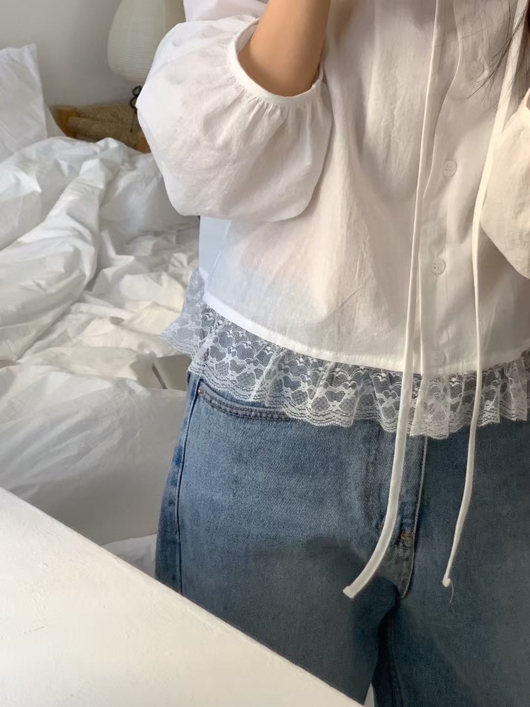 MELMEONT東大門代購女裝新品25春夏休閑時尚人氣襯衫蕾絲衫MELMEONT襯衫/蕾絲衫