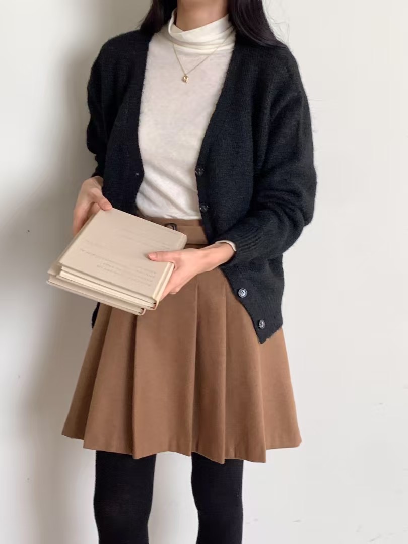 DADA韓國代購女士新品熱賣25春夏人氣真品時尚短裙羊毛腰帶DADA短裙