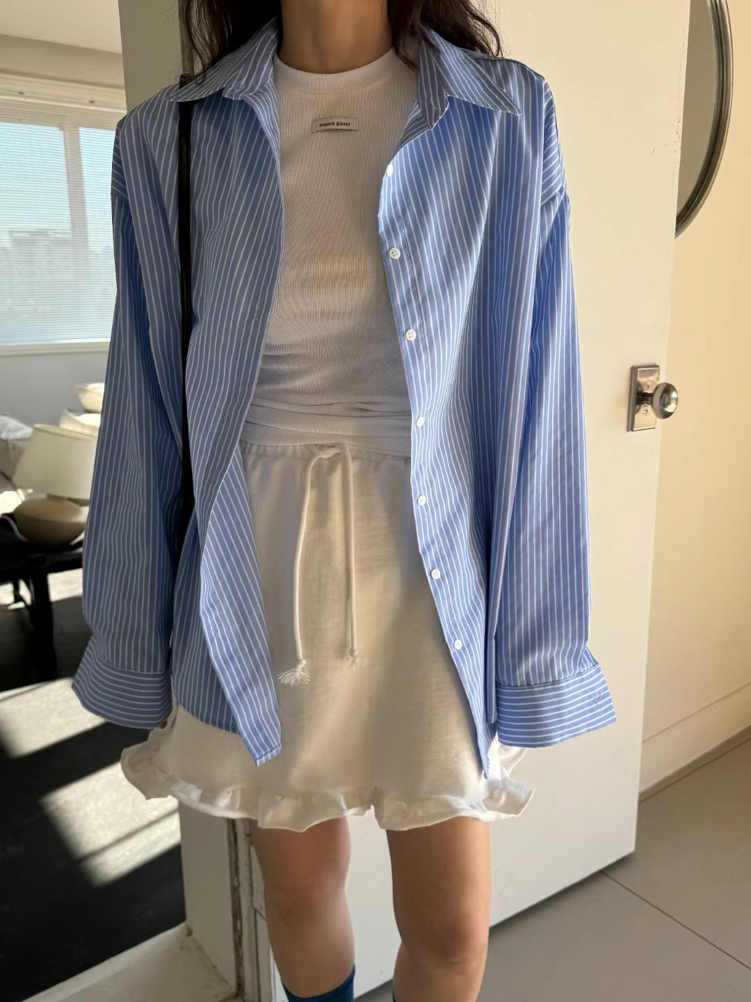 GLOSSY韓國直郵女士新品休閑時尚職業25春夏熱賣襯衫蕾絲衫GLOSSY襯衫/蕾絲衫圖色2