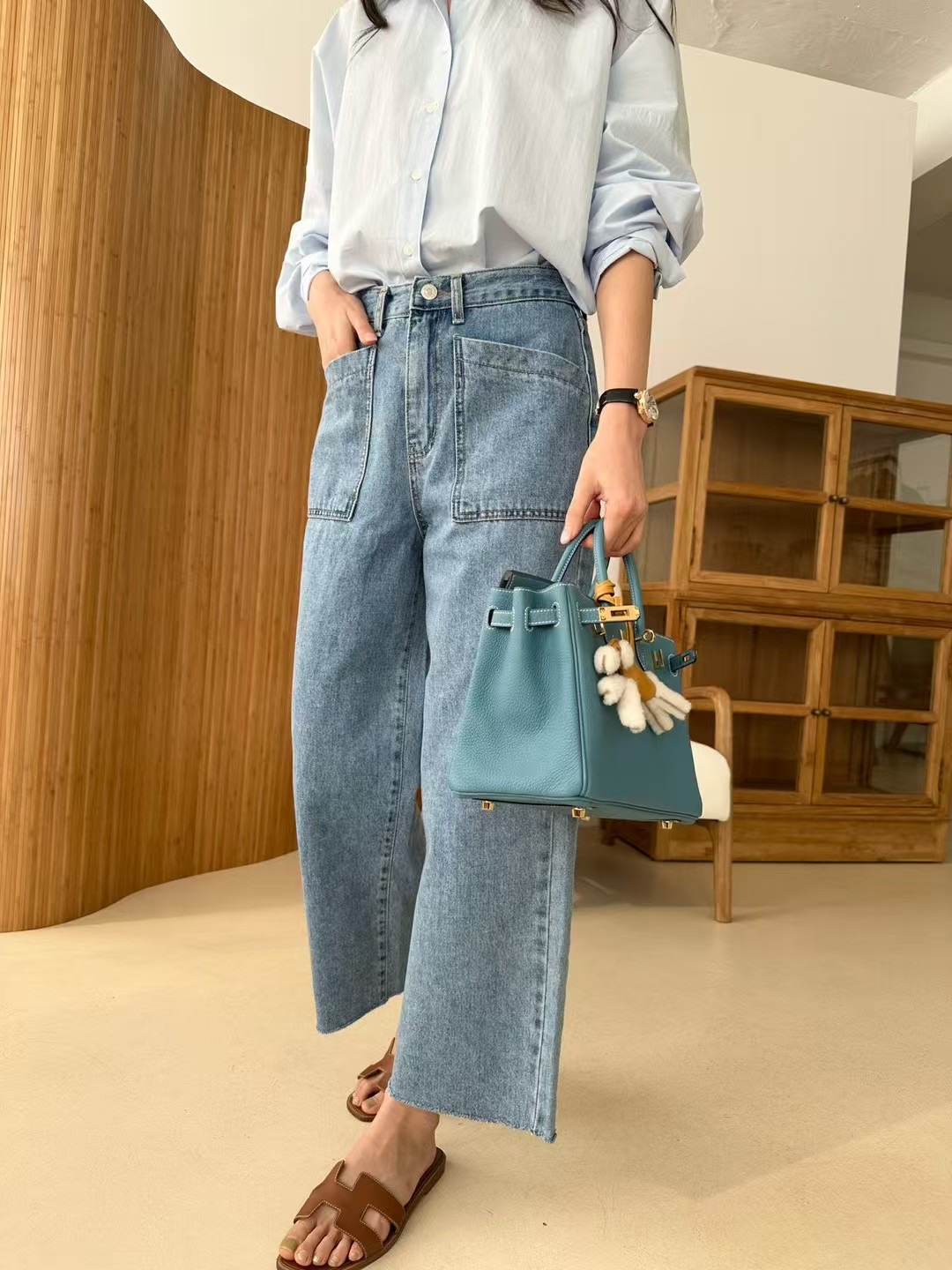 KIND-카인드-OT東大門實拍女裝新品25春夏休閑牛仔褲口袋KIND-ot牛仔褲