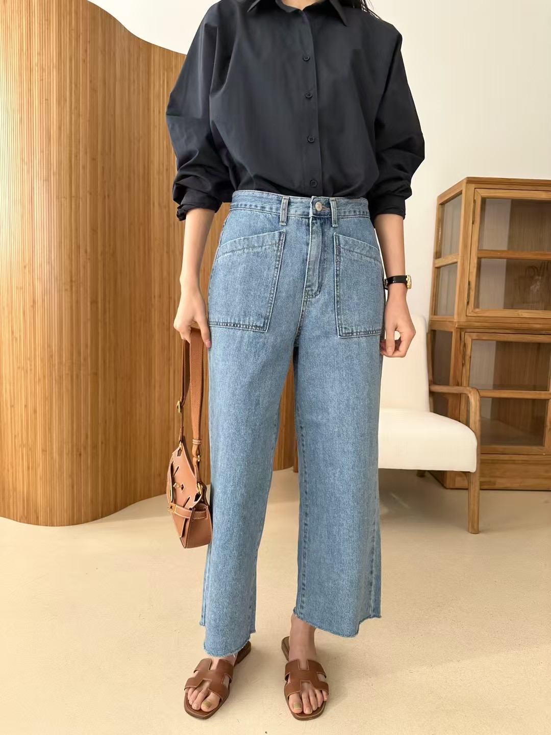 KIND-카인드-OT東大門實拍女裝新品25春夏休閑牛仔褲口袋KIND-ot牛仔褲