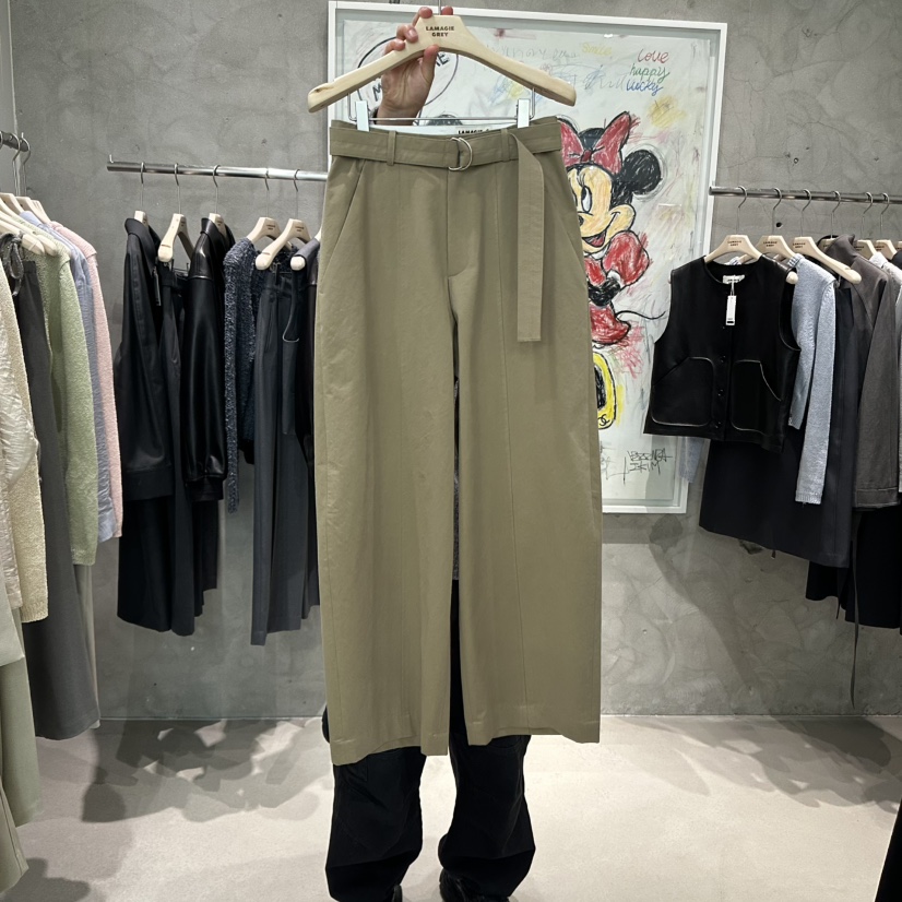 LAMAGIEPIE韓國直郵㊣女裝新款時尚人氣25春夏休閑褲含腰帶LAMAGIE GREY休閑褲