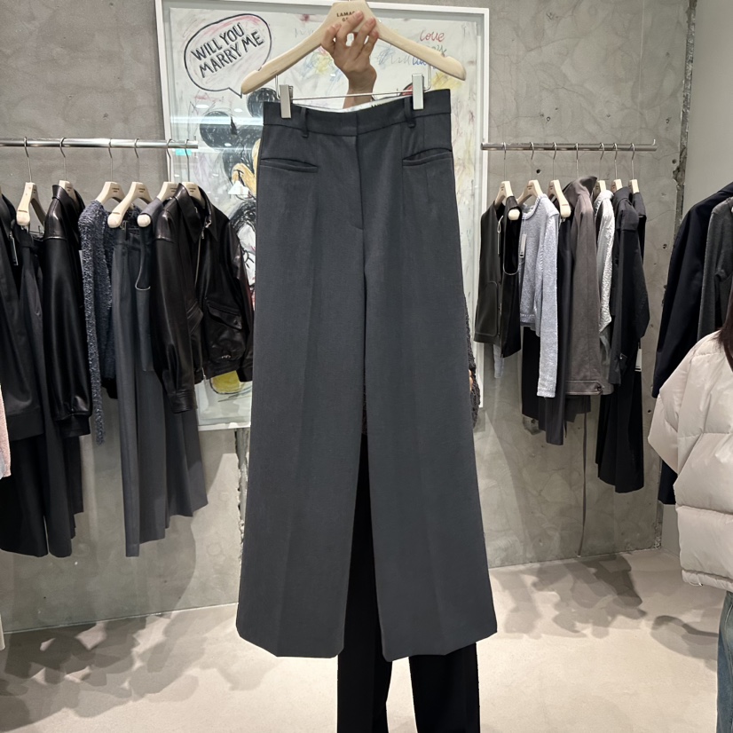 LAMAGIEPIE韓國直郵㊣東大門實拍女裝新品人氣職業休閑褲口袋LAMAGIE GREY休閑褲圖色3