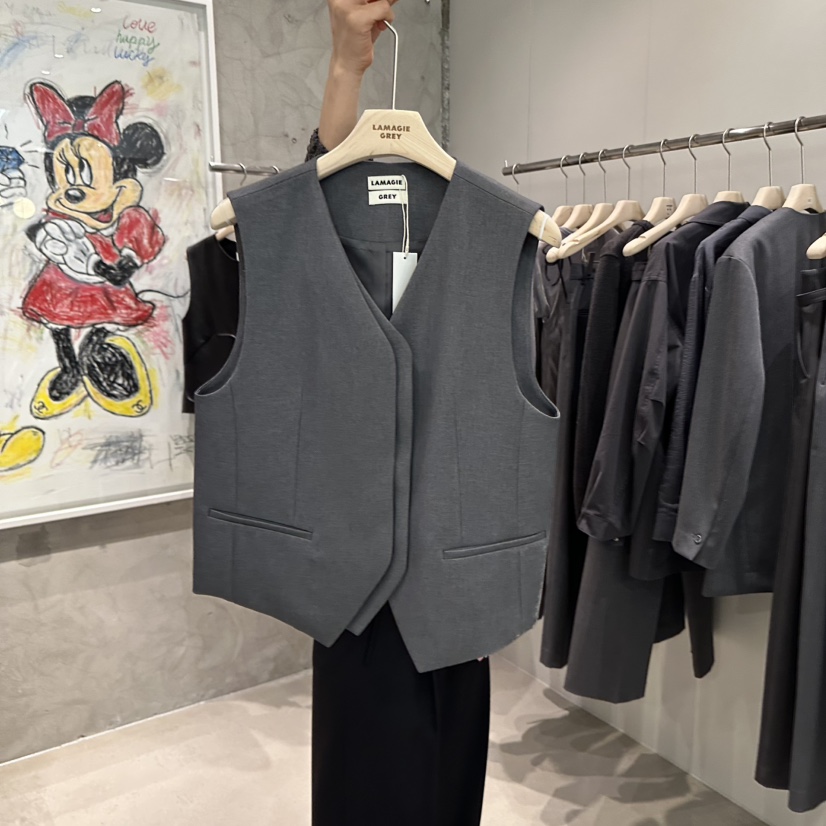 LAMAGIEPIE直郵韓國代購㊣女裝新款推薦職業25春夏休閑馬甲LAMAGIE GREY馬甲圖色2