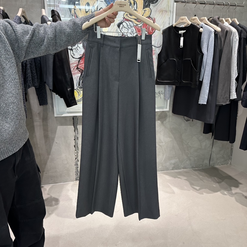LAMAGIEPIE韓國直郵㊣女裝新款時尚人氣25春夏推薦休閑褲綁帶LAMAGIE GREY休閑褲圖色3