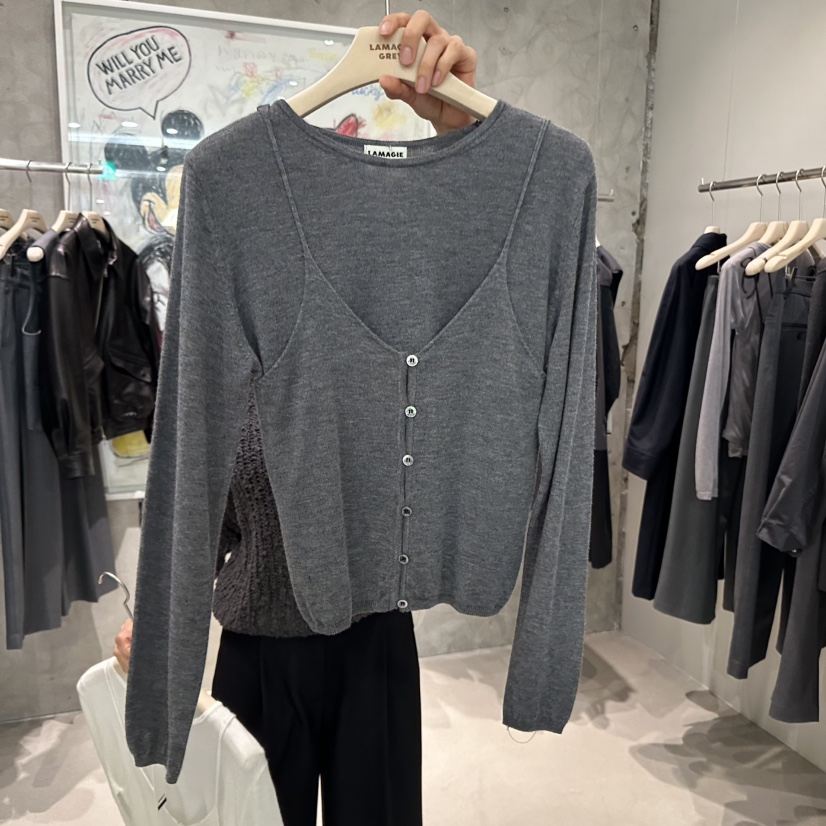 LAMAGIEPIE直郵韓國代購㊣女裝新款25春夏時尚推薦吊帶背心LAMAGIE GREY吊帶/背心圖色3