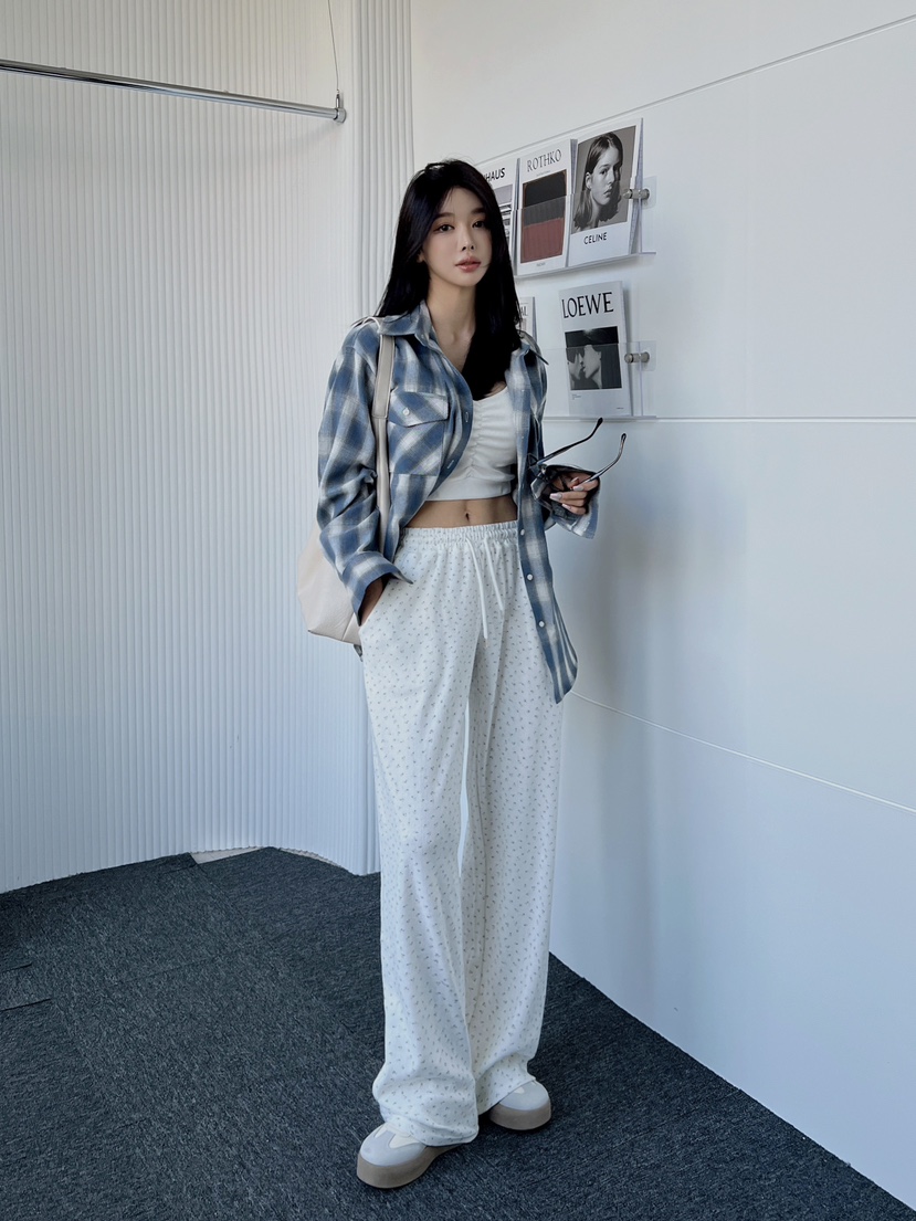 CLOTH韓國㊣直郵東大門代購女裝新款人氣襯衫蕾絲衫格紋寬松CLOTH襯衫/蕾絲衫