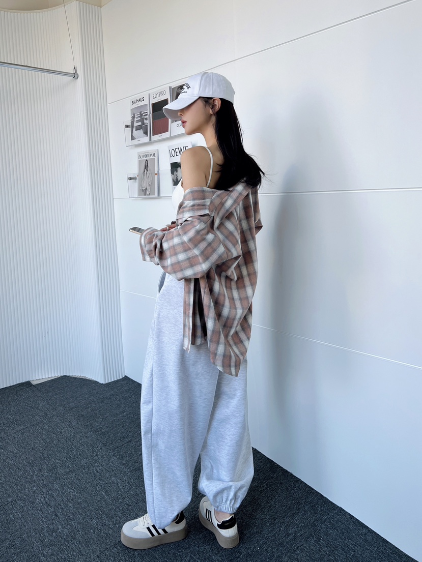CLOTH韓國㊣直郵東大門代購女裝新款人氣襯衫蕾絲衫格紋寬松CLOTH襯衫/蕾絲衫