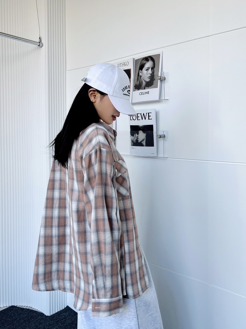 CLOTH韓國㊣直郵東大門代購女裝新款人氣襯衫蕾絲衫格紋寬松CLOTH襯衫/蕾絲衫