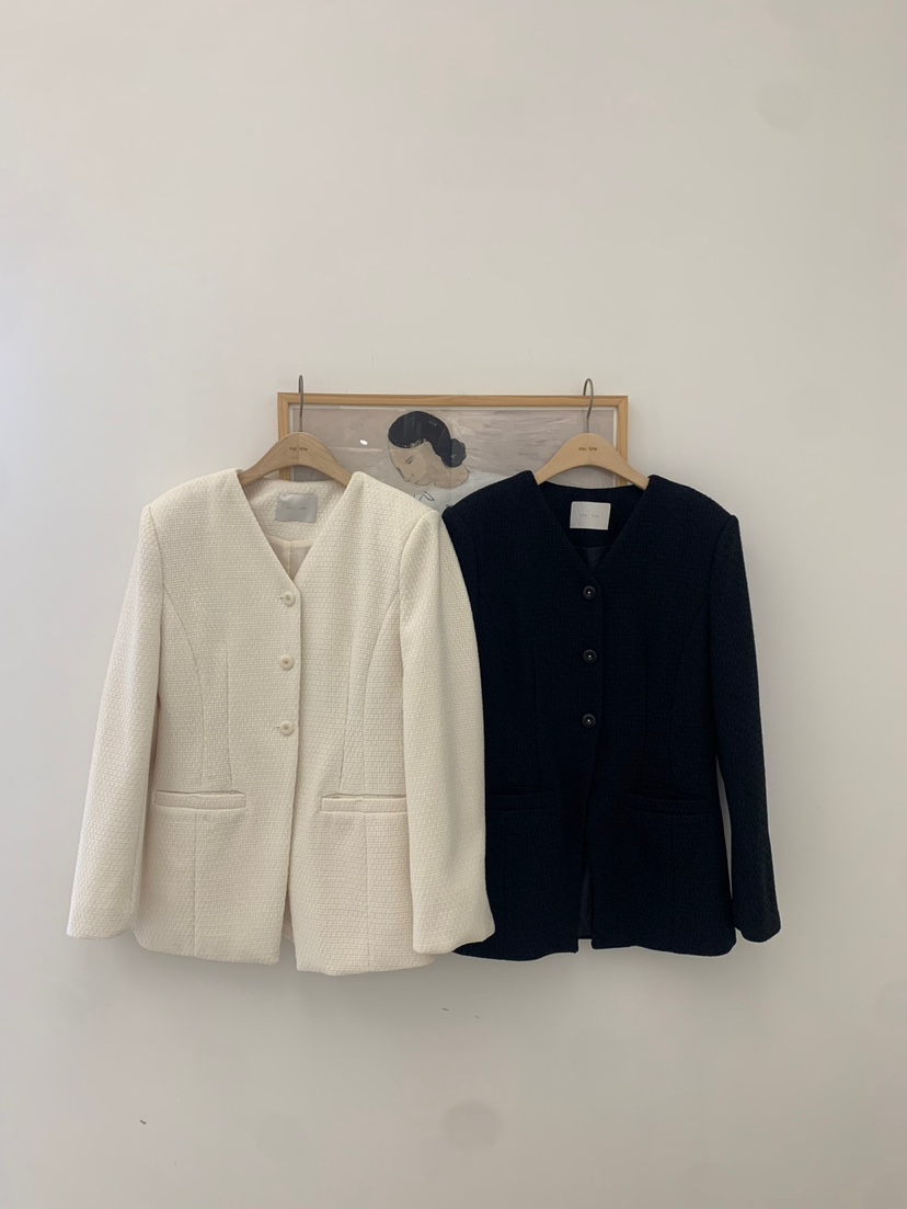 ROU.TINE直郵韓國代購㊣女裝新品推薦職業時尚25春夏夾克粗花呢ROU.TINE夾克