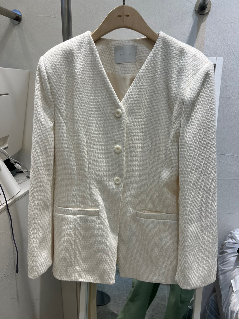ROU.TINE直郵韓國代購㊣女裝新品推薦職業時尚25春夏夾克粗花呢ROU.TINE夾克圖色1