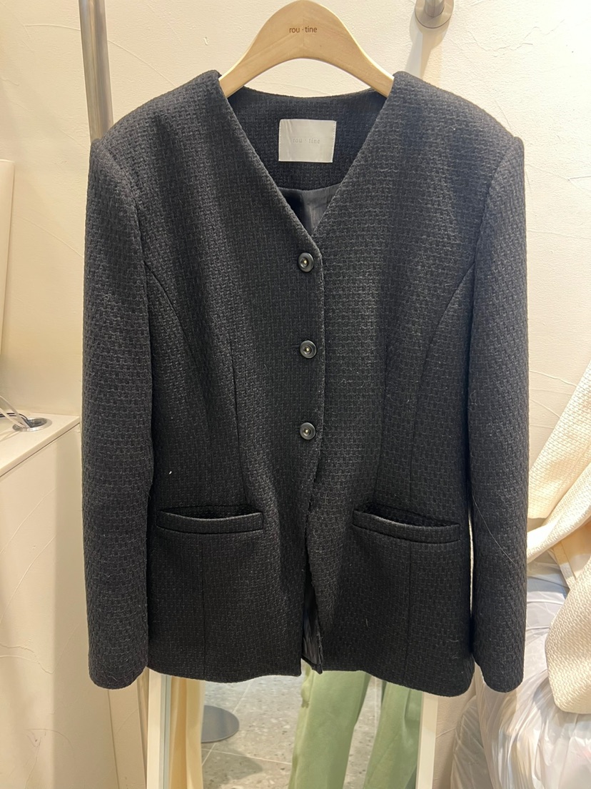 ROU.TINE直郵韓國代購㊣女裝新品推薦職業時尚25春夏夾克粗花呢ROU.TINE夾克圖色2