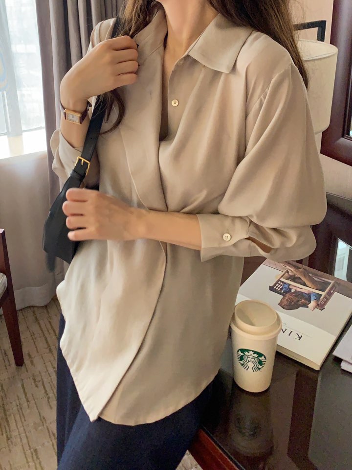 ROU.TINE韓國直郵㊣女裝新品職業推薦時尚25春夏襯衫蕾絲衫ROU.TINE襯衫/蕾絲衫