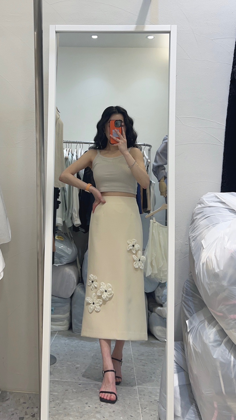 ROU.TINE韓國㊣直郵東大門代購女裝新品休閑人氣25春夏長裙ROU.TINE長裙