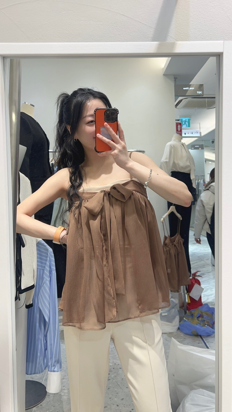 ROU.TINE韓國直郵㊣女裝新品時尚人氣休閑職業吊帶背心褶皺ROU.TINE吊帶/背心