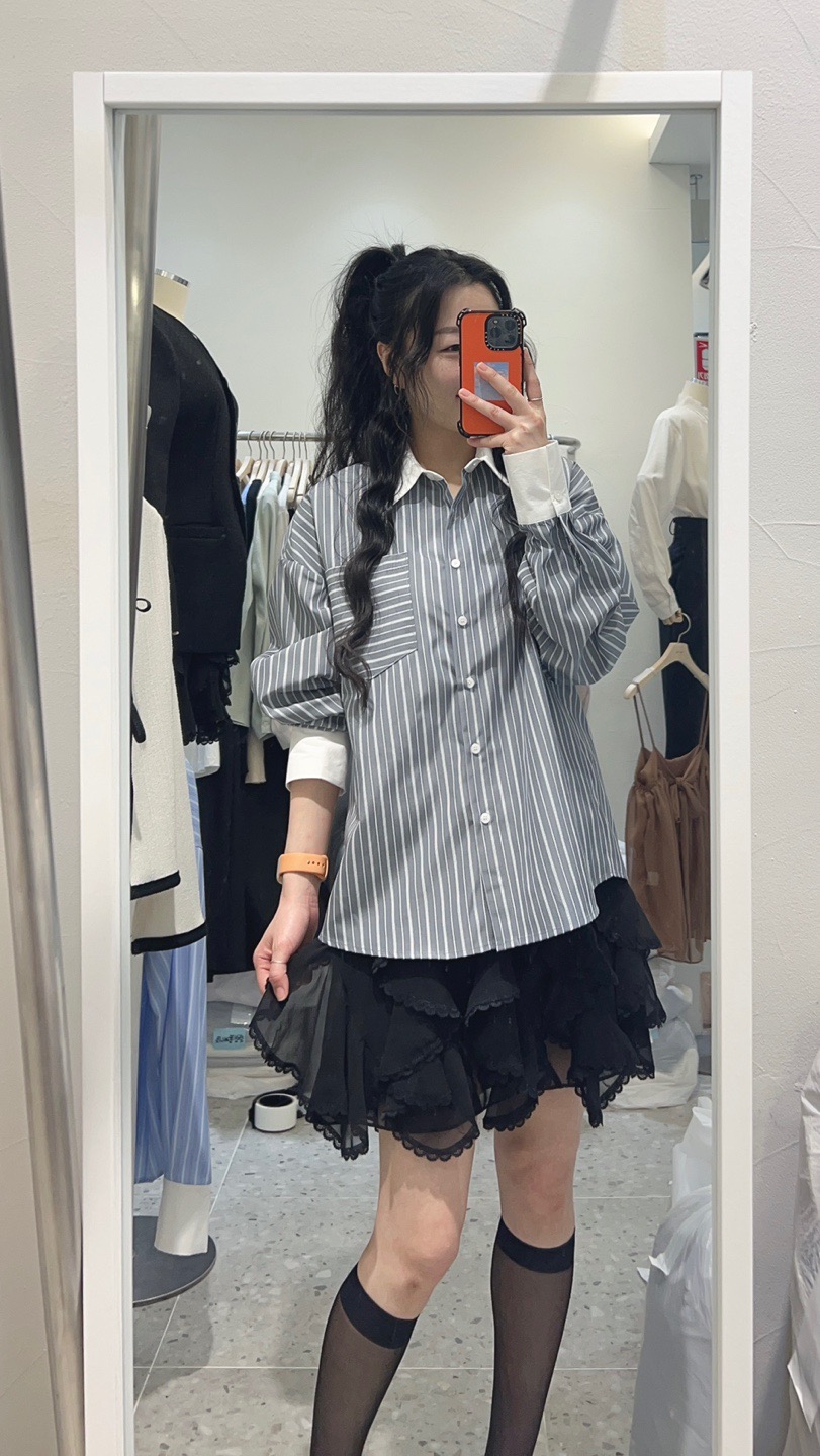 ROU.TINE韓國直郵㊣女裝新品人氣時尚25春夏推薦襯衫蕾絲衫ROU.TINE襯衫/蕾絲衫