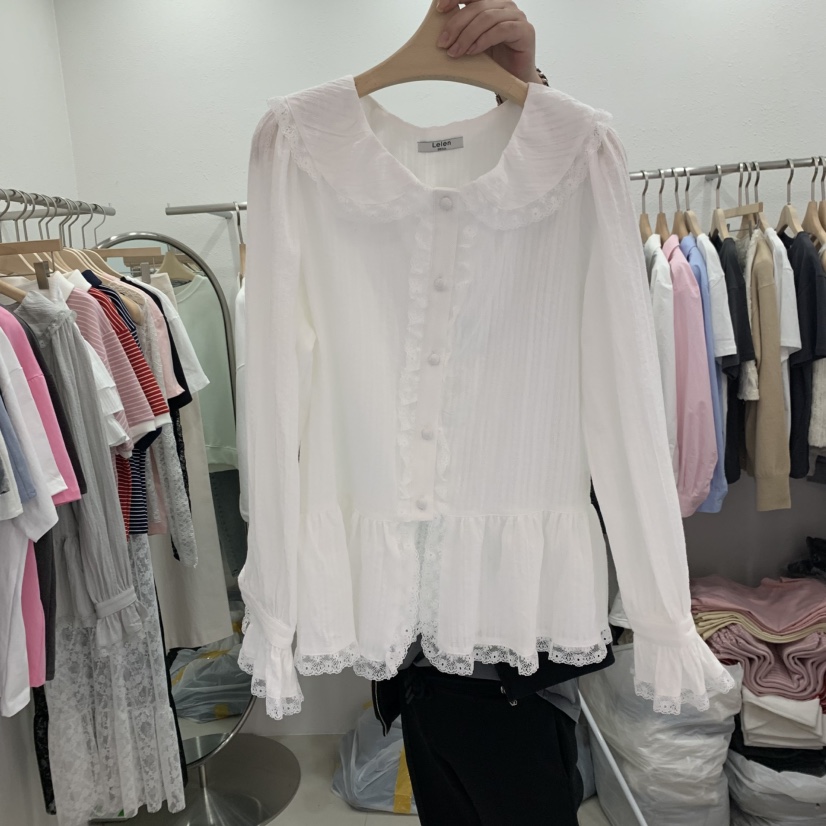 LELEN韓國直郵㊣東大門實拍女裝新品時尚職業25春夏襯衫蕾絲衫LELEN襯衫/蕾絲衫