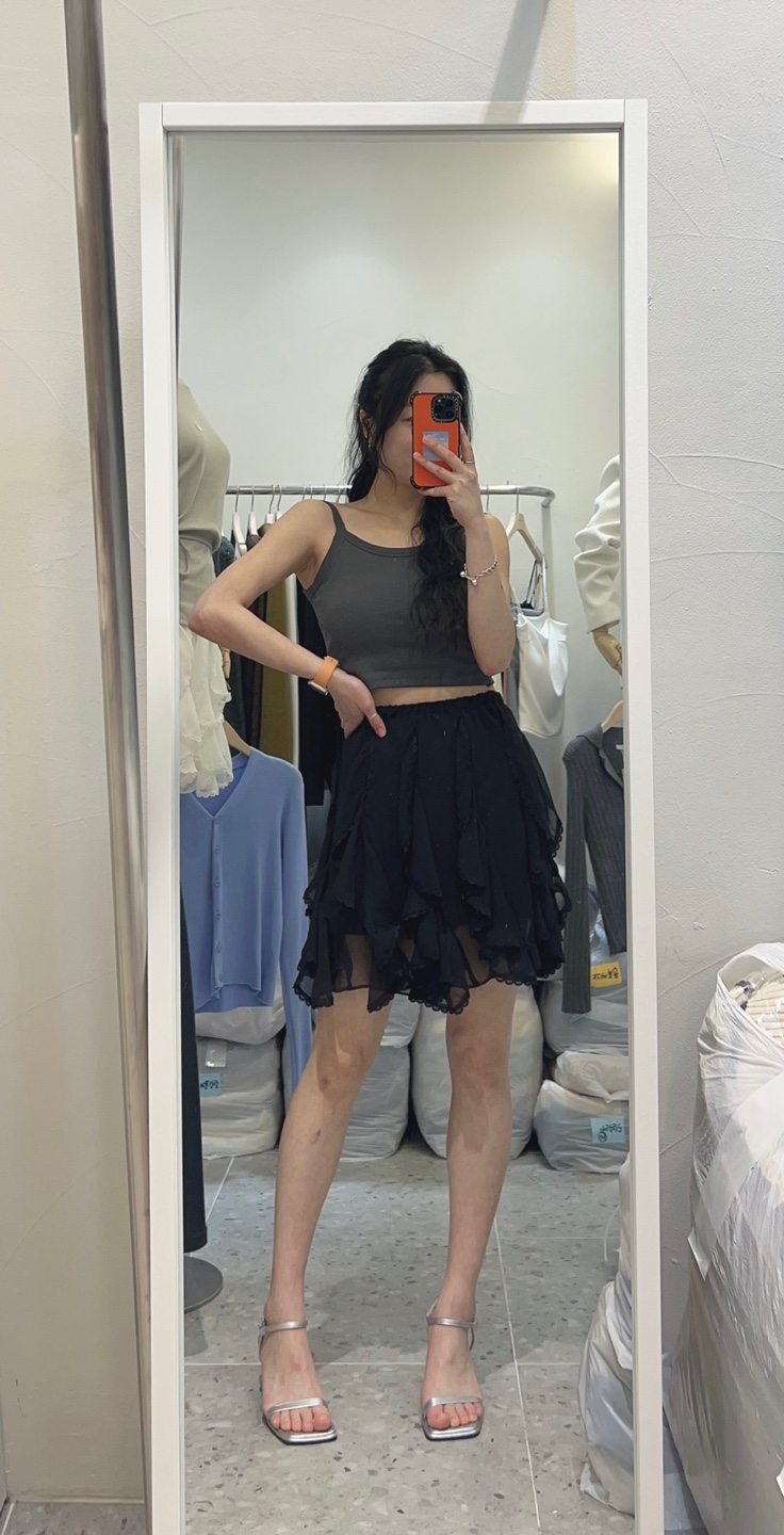 ROU.TINE韓國直郵㊣東大門實拍女裝新款人氣推薦短裙荷葉邊ROU.TINE短裙