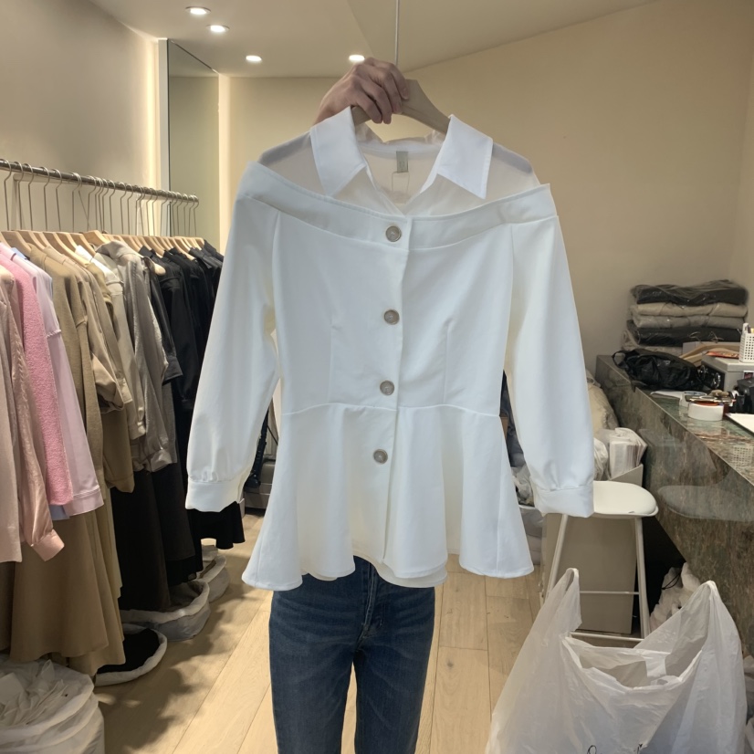 ARCHER韓國直郵㊣東大門實拍女裝新品休閑熱賣25春夏襯衫蕾絲衫ARCHER襯衫/蕾絲衫
