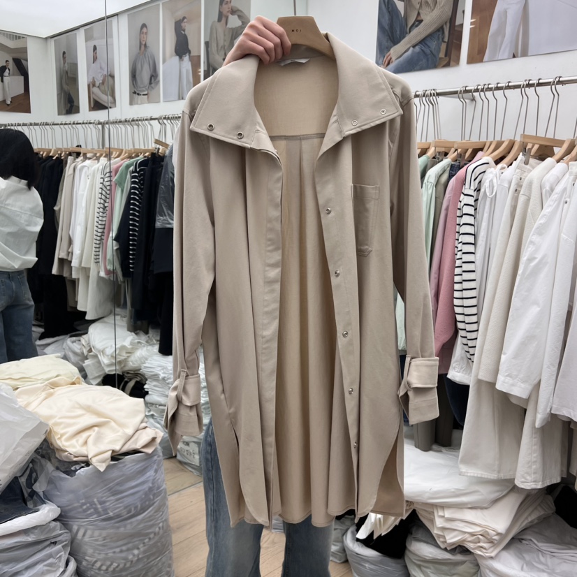 MOI-A東大門直郵女士新款職業25春夏人氣推薦長款風衣高領MOI-A長款風衣圖色1