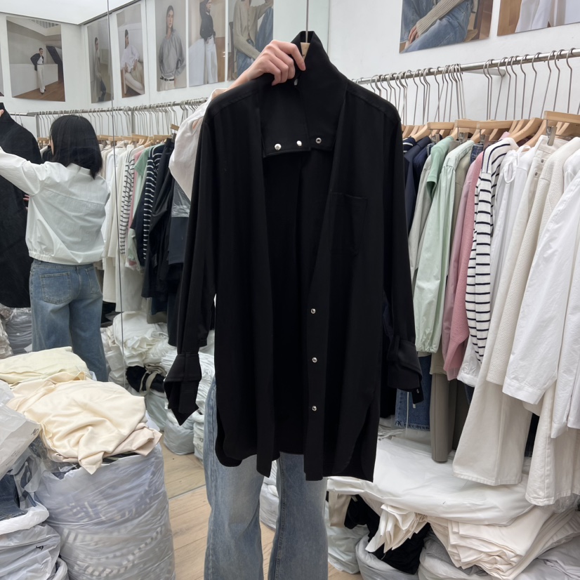 MOI-A東大門直郵女士新款職業25春夏人氣推薦長款風衣高領MOI-A長款風衣圖色2