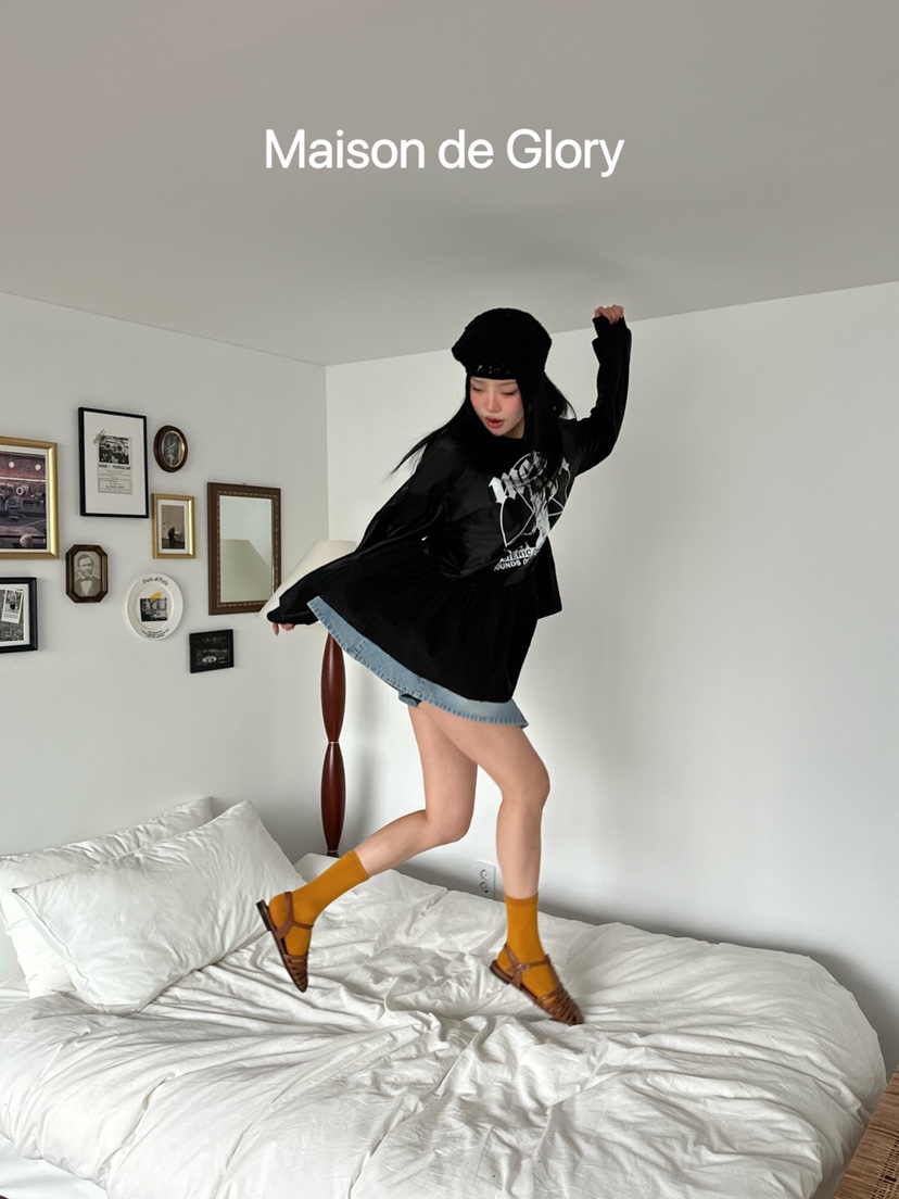 MAISONDEGLORY東大門實拍女裝新品25春夏時尚真品休閑長袖T恤MAISON DE GLORY長袖T恤