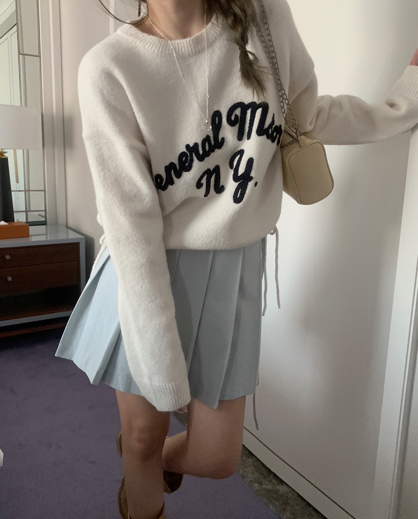 MELLOUNGE-멜라운지-T東大門代購女裝新款休閑針織衫刺繡MELLOUNGE-T針織衫