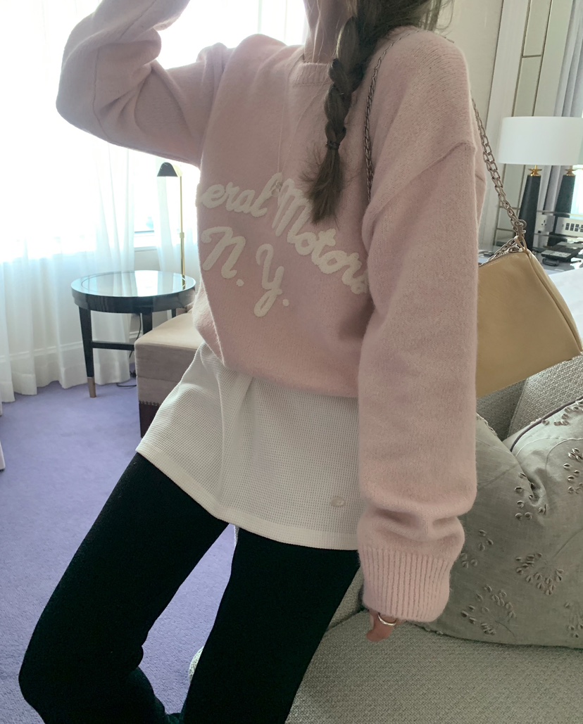 MELLOUNGE-멜라운지-T東大門代購女裝新款休閑針織衫刺繡MELLOUNGE-T針織衫