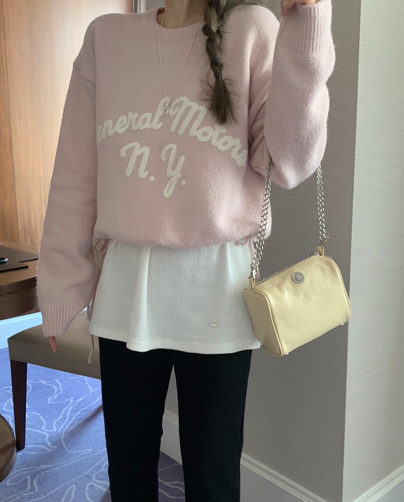 MELLOUNGE-멜라운지-T東大門代購女裝新款休閑針織衫刺繡MELLOUNGE-T針織衫