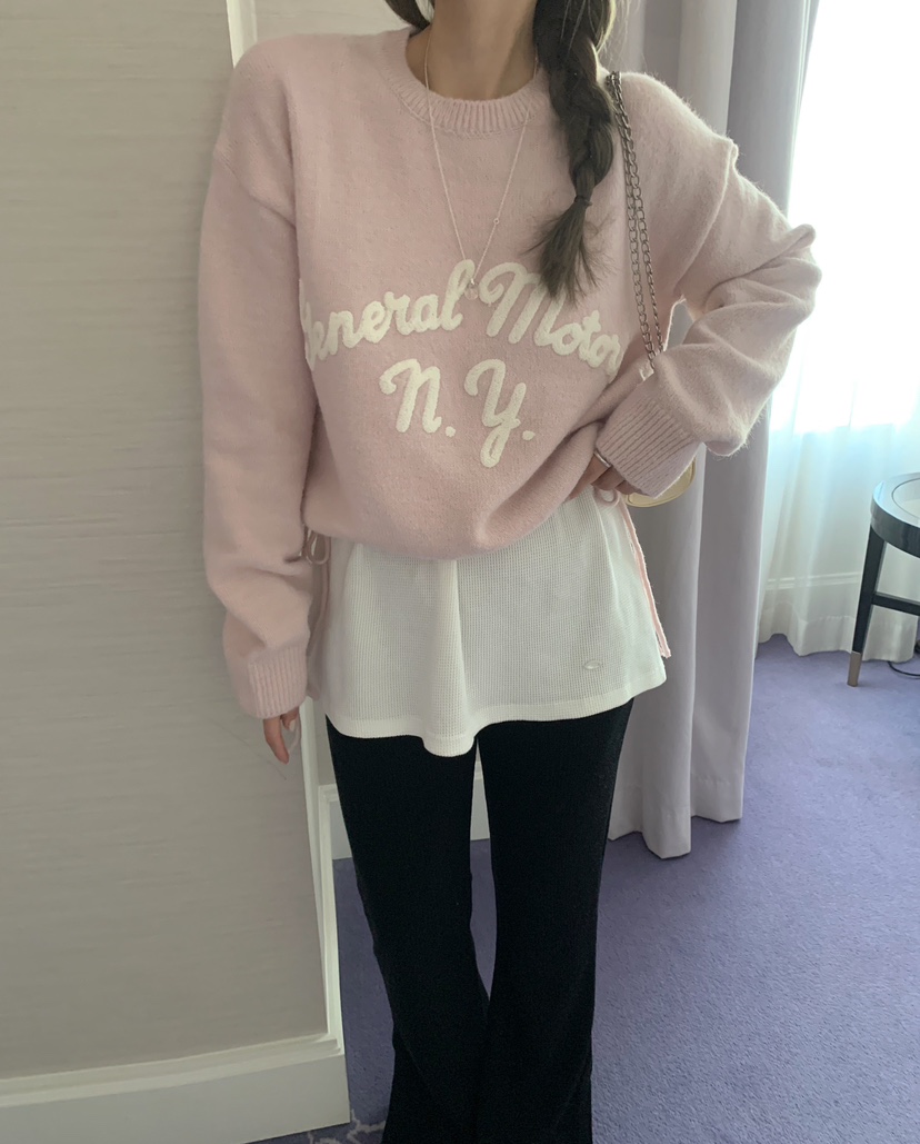 MELLOUNGE-멜라운지-T東大門代購女裝新款休閑針織衫刺繡MELLOUNGE-T針織衫