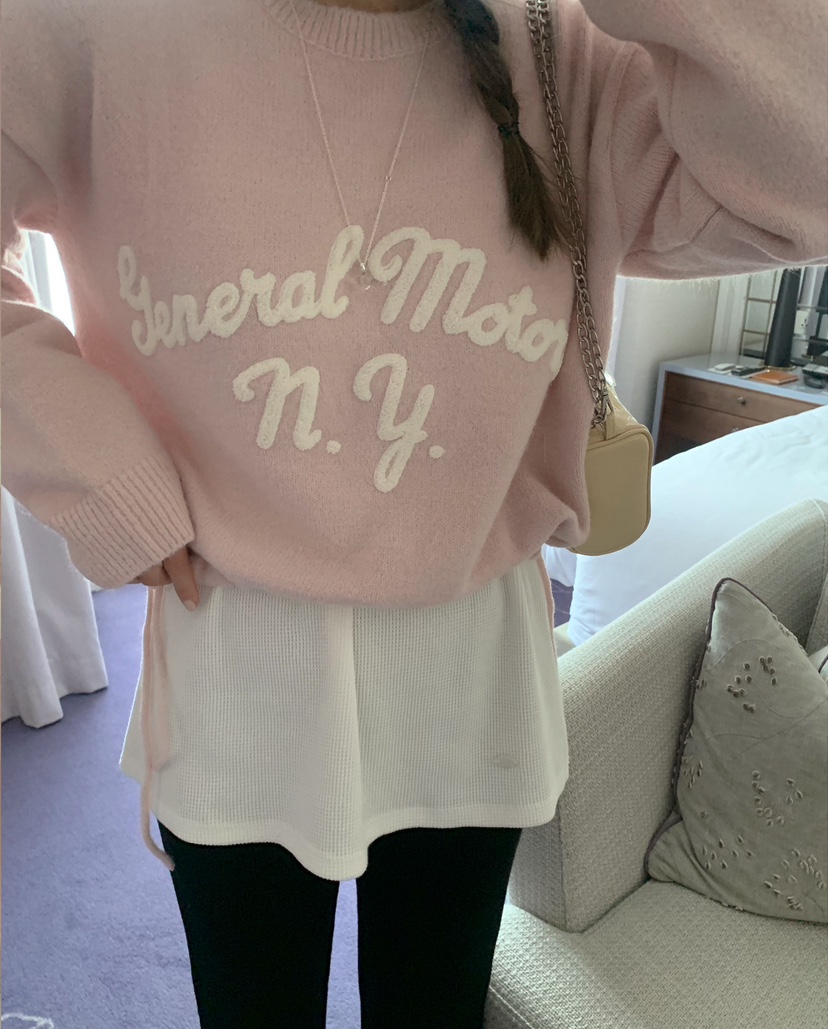 MELLOUNGE-멜라운지-T東大門代購女裝新款休閑針織衫刺繡MELLOUNGE-T針織衫