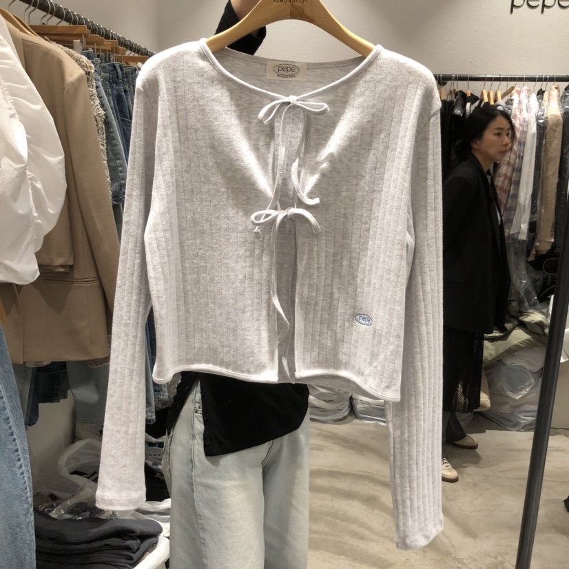 ALMOND PEPE韓國代購女士新品時尚推薦25春夏休閑針織衫開衫ALMOND PEPE針織衫圖色1
