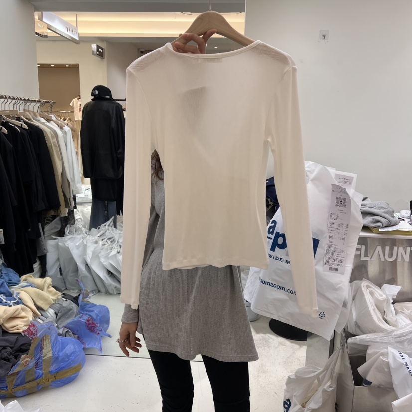 FLAUNT韓國直郵女裝新品休閑時尚推薦人氣熱賣職業真品長袖T恤FLAUNT長袖T恤