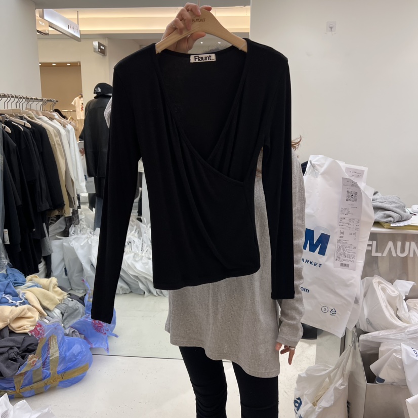 FLAUNT韓國直郵女裝新品休閑時尚推薦人氣熱賣職業真品長袖T恤FLAUNT長袖T恤圖色5