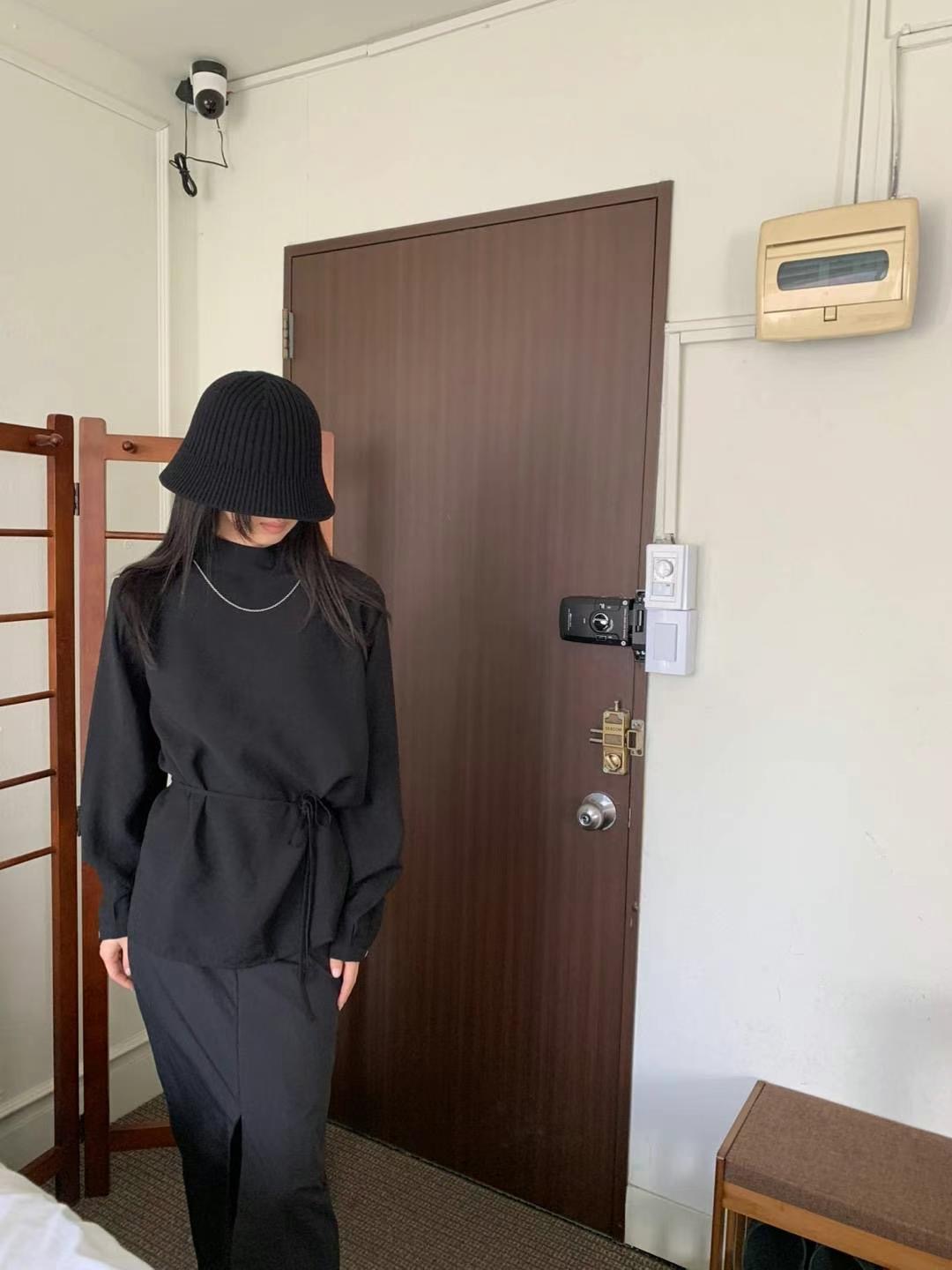COVER-커버-T直郵韓國代購㊣女裝新品人氣時尚長袖T恤含腰繩COVER長袖T恤