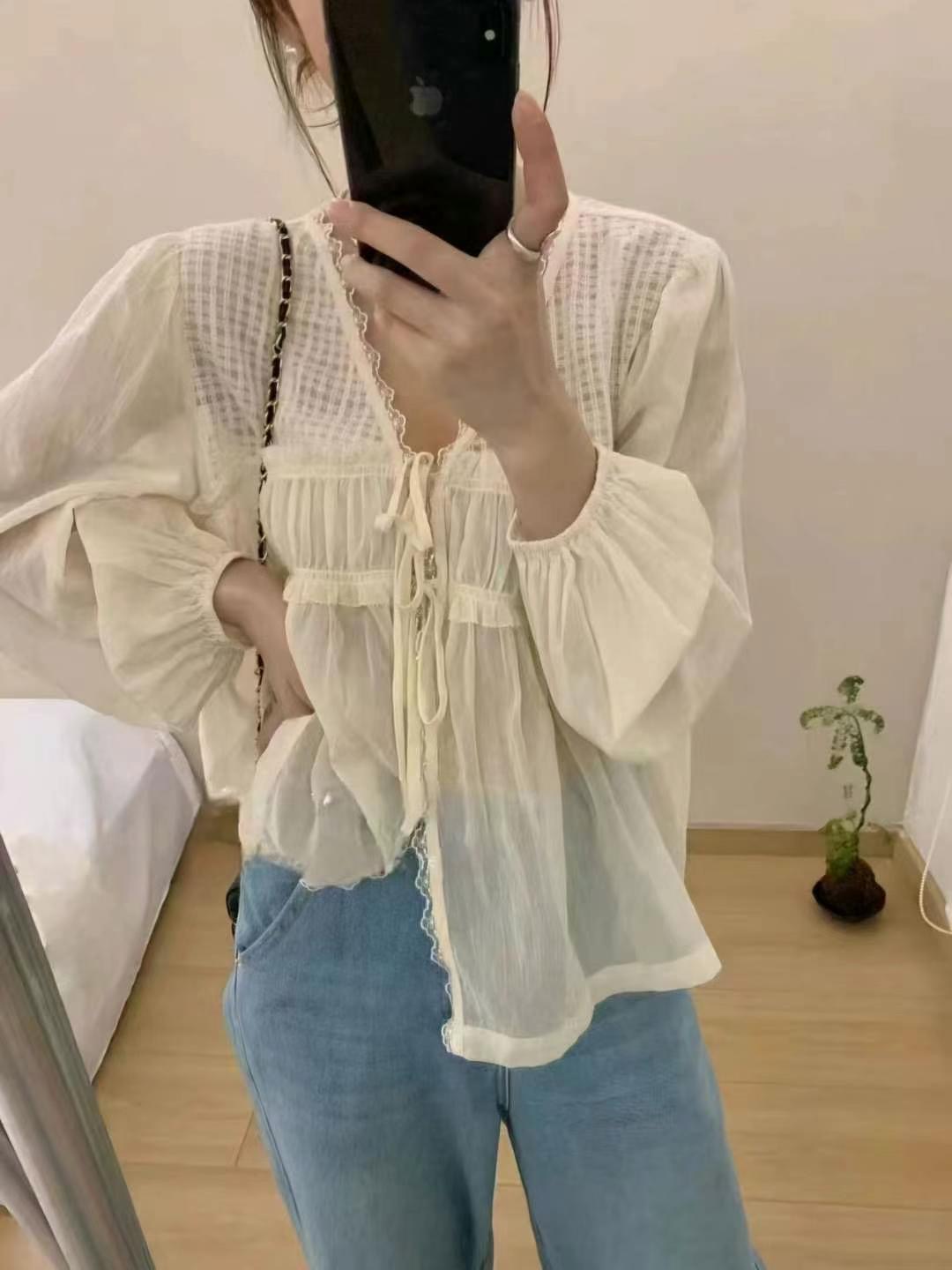 MARCIA-마샤-OT直郵韓國代購㊣女裝新品人氣休閑襯衫蕾絲衫MARCIA襯衫/蕾絲衫
