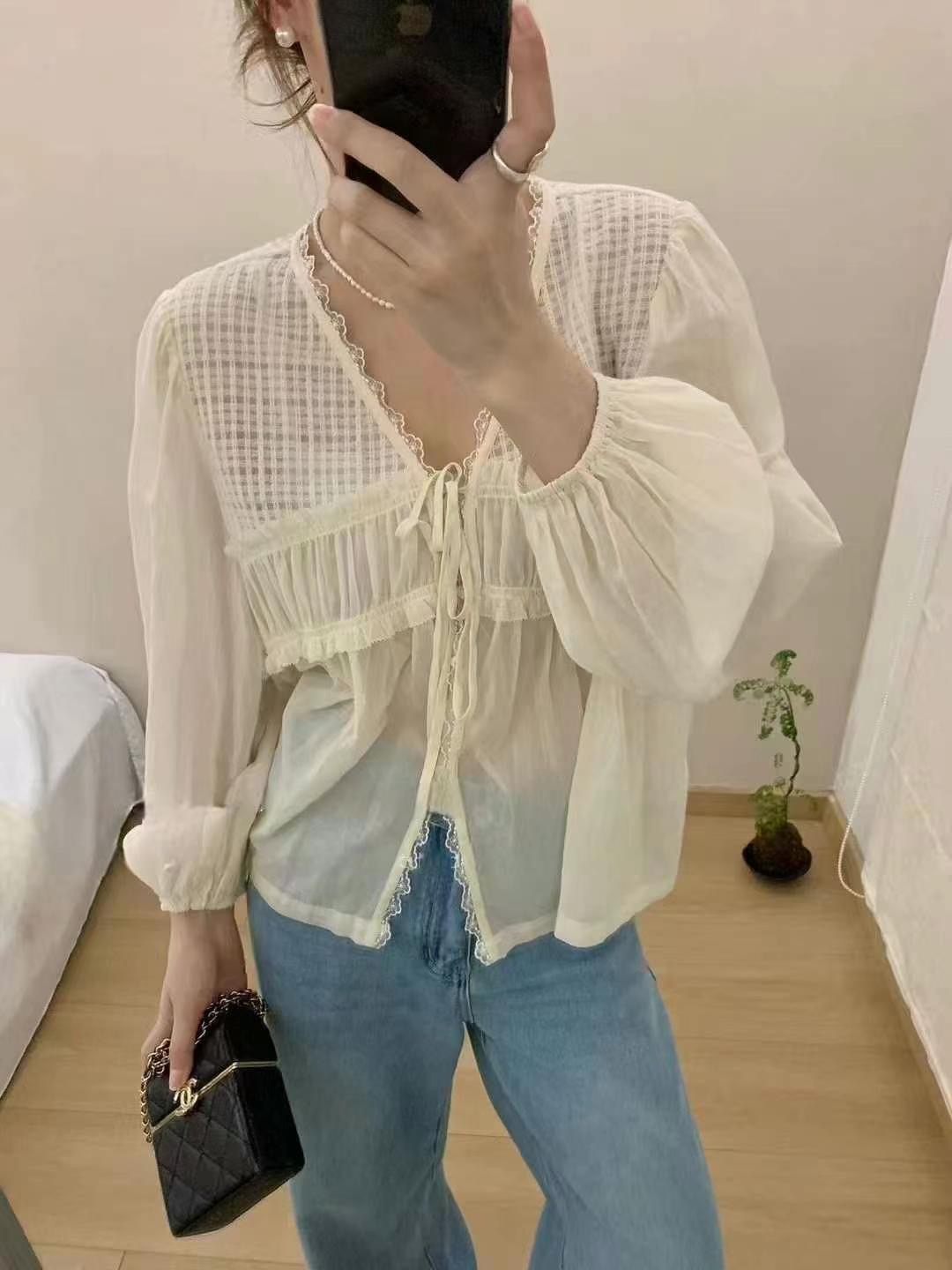 MARCIA-마샤-OT直郵韓國代購㊣女裝新品人氣休閑襯衫蕾絲衫MARCIA襯衫/蕾絲衫