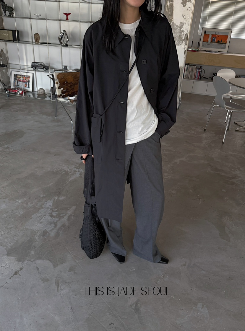 JADEMARKET東大門實拍女裝新品人氣熱賣休閑職業真品長款風衣JADE MARKET長款風衣