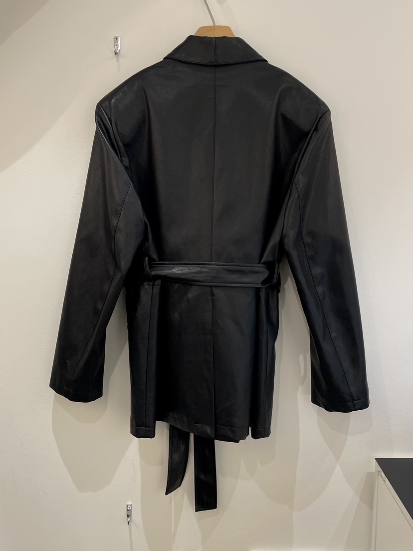 OBSESS東大門實拍女裝新品職業真品時尚25春夏皮衣含腰帶皮革OBSESS/EARLY BIRD皮衣