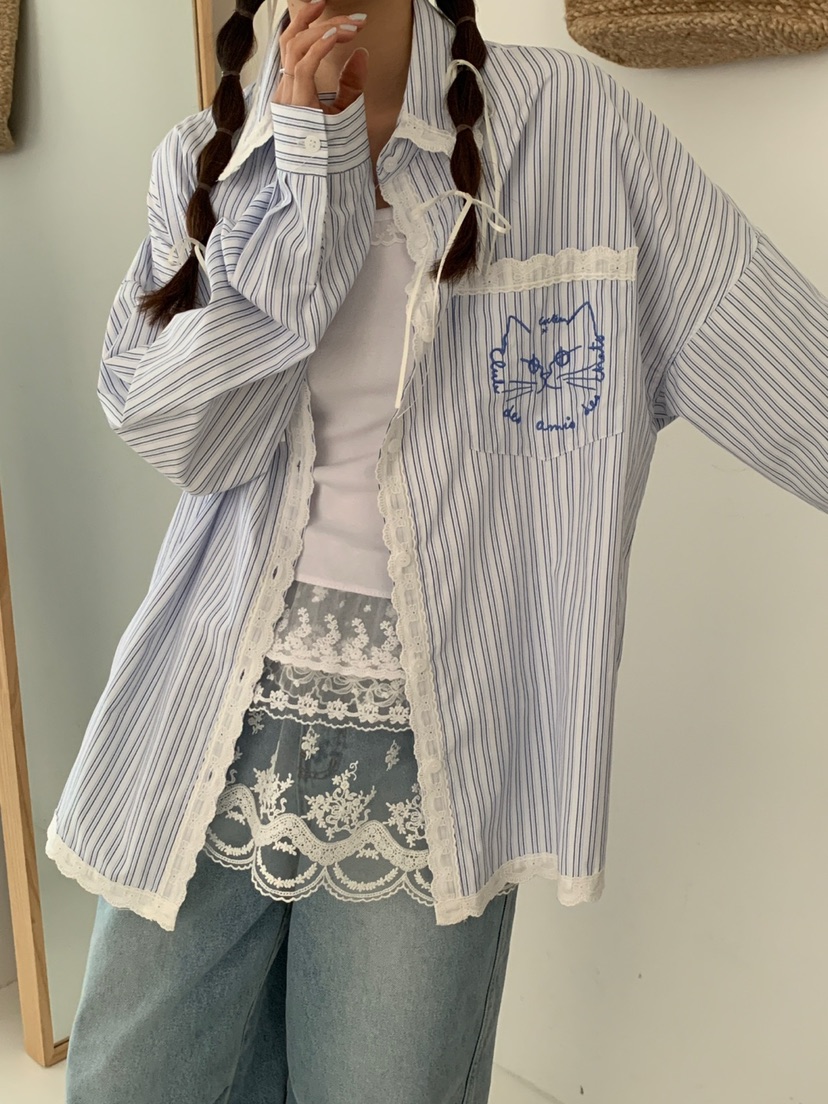 MORE THAN-P東大門實拍女士新款推薦25春夏熱賣襯衫蕾絲衫MORE THAN襯衫/蕾絲衫