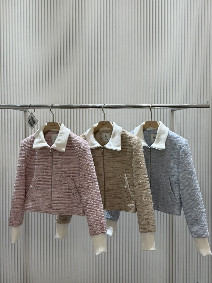 ON:UP東大門直郵女士新品25春夏職業人氣真品夾克粗花呢拉鏈ON:UP夾克