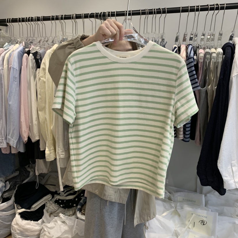 RIVEROOM東大門實拍女裝新品時尚推薦熱賣職業人氣休閑25春夏T恤RIVEROOMT恤圖色2