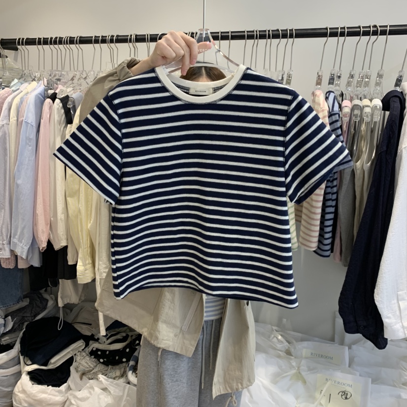 RIVEROOM東大門實拍女裝新品時尚推薦熱賣職業人氣休閑25春夏T恤RIVEROOMT恤圖色3
