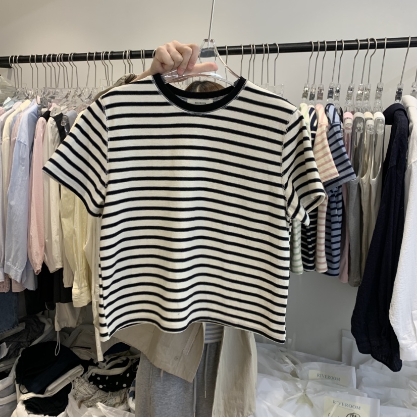 RIVEROOM東大門實拍女裝新品時尚推薦熱賣職業人氣休閑25春夏T恤RIVEROOMT恤圖色5