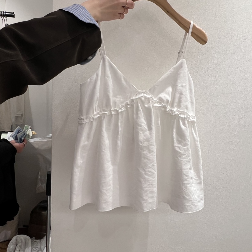 VERVEINE東大門代購女裝新品熱賣職業吊帶背心不含內搭荷葉邊VERVEINE吊帶/背心圖色1