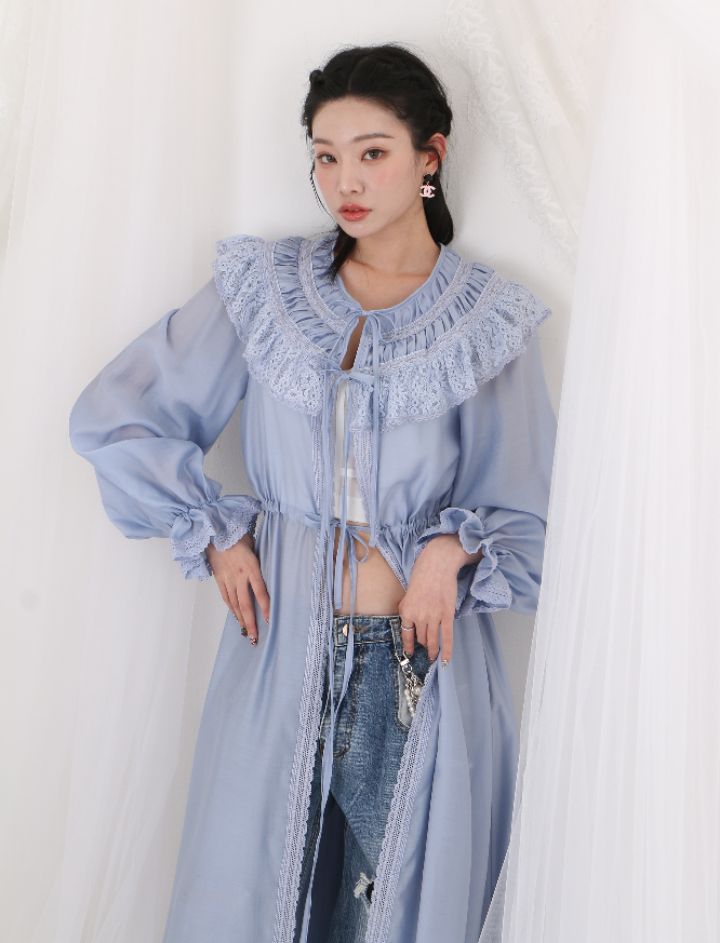 CHARLES THE SECOND韓國直郵㊣女裝新品人氣職業長款風衣CHARLES THE SECOND/CHEAP-CHIC長款風衣