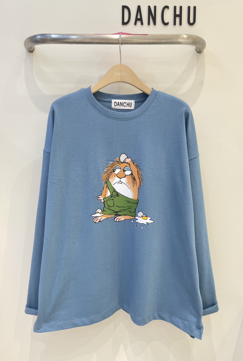 DANCHU直郵韓國代購㊣女裝新品25春夏人氣職業熱賣休閑長袖T恤DANCHU長袖T恤圖色2
