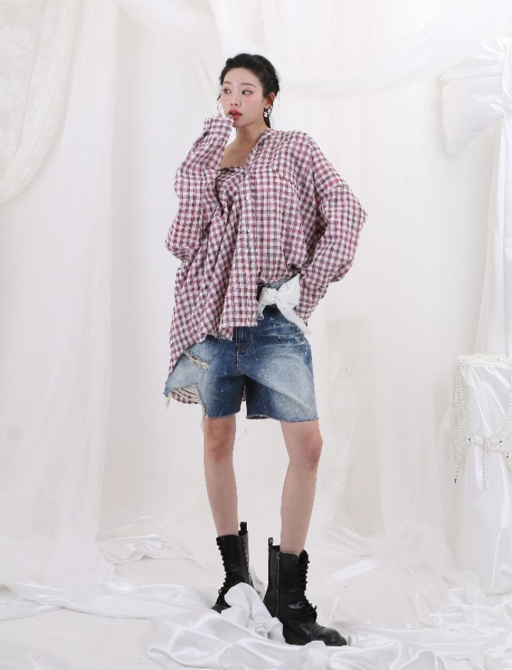 CHARLES THE SECOND韓國㊣直郵東大門代購女裝新品時尚襯衫蕾絲衫CHARLES THE SECOND/CHEAP-CHIC襯衫/蕾絲衫