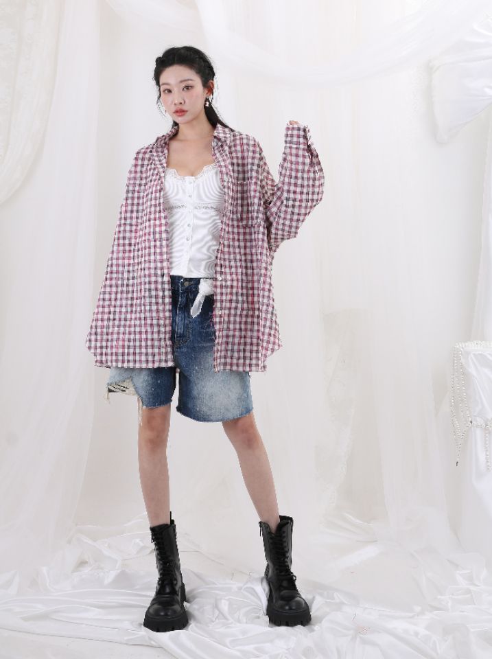 CHARLES THE SECOND韓國㊣直郵東大門代購女裝新品時尚襯衫蕾絲衫CHARLES THE SECOND/CHEAP-CHIC襯衫/蕾絲衫